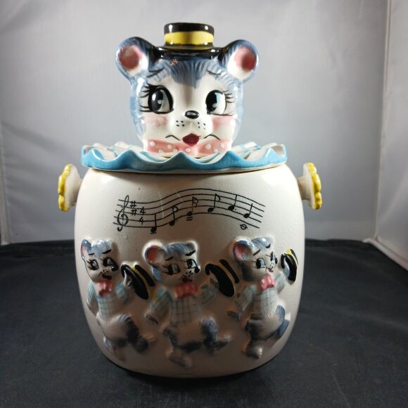 Vintage 1950s kitschy Mouse Themed Lidded Cookie Jar - Picture 13 of 13